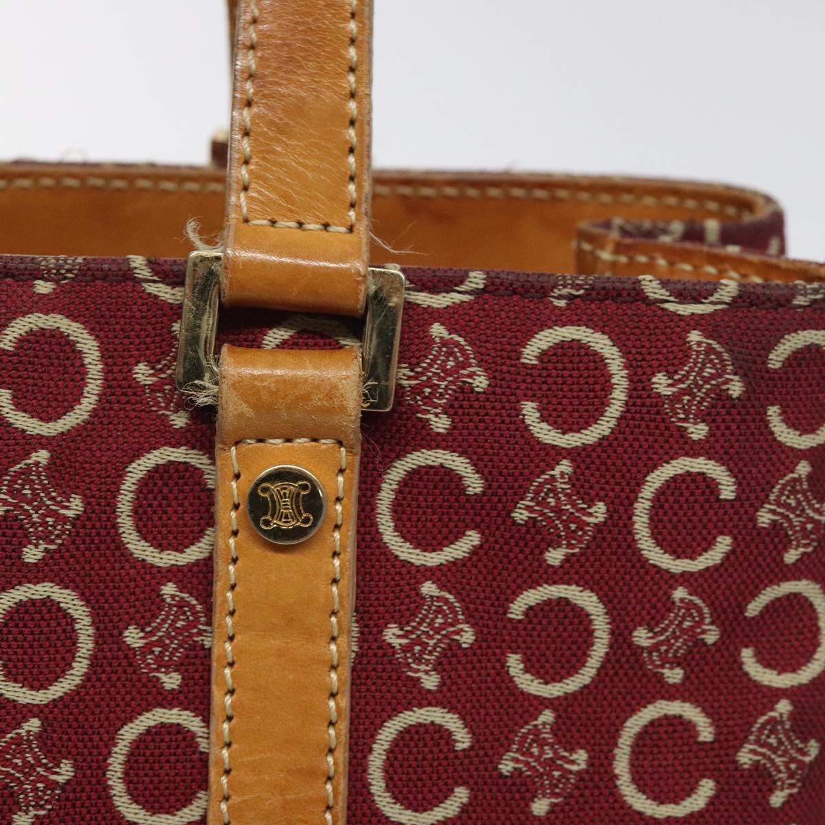 CELINE C Macadam Canvas Hand Bag Red Gold Auth 125094