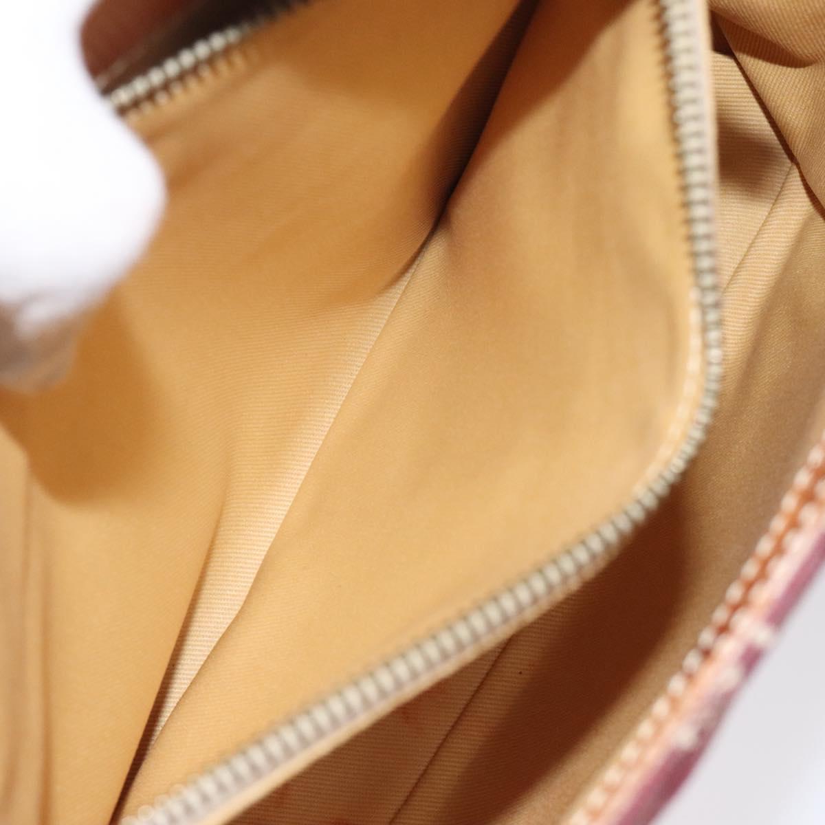 CELINE C Macadam Canvas Hand Bag Red Gold Auth 125094