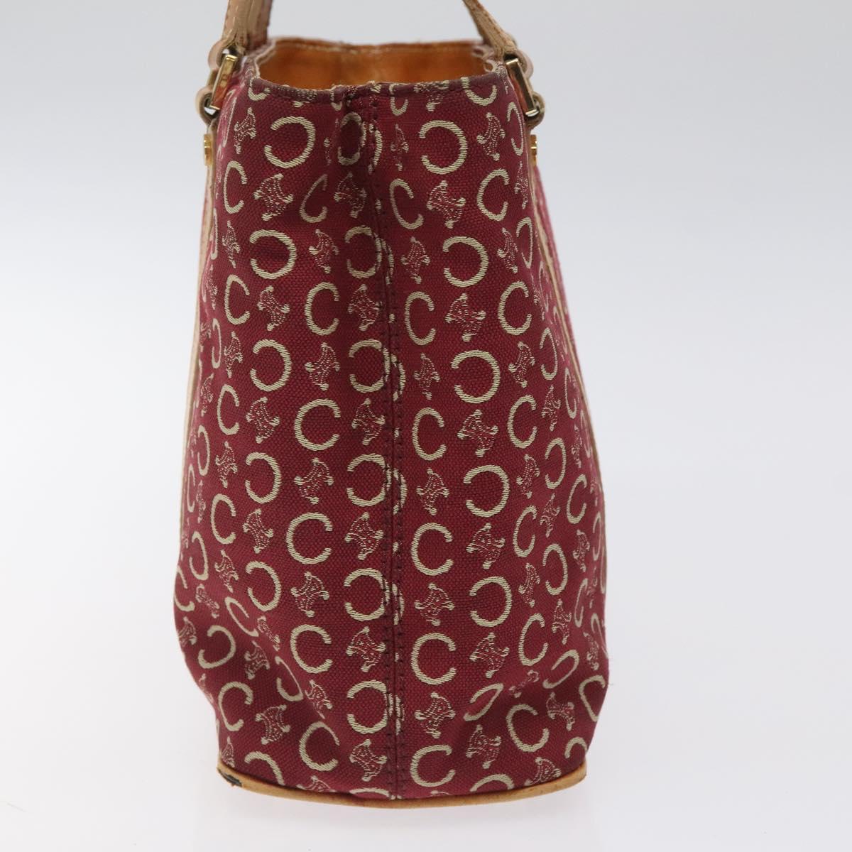 CELINE C Macadam Canvas Hand Bag Red Gold Auth 125094