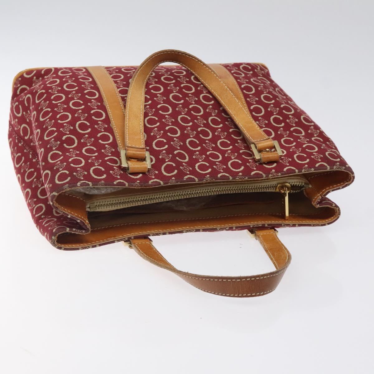 CELINE C Macadam Canvas Hand Bag Red Gold Auth 125094