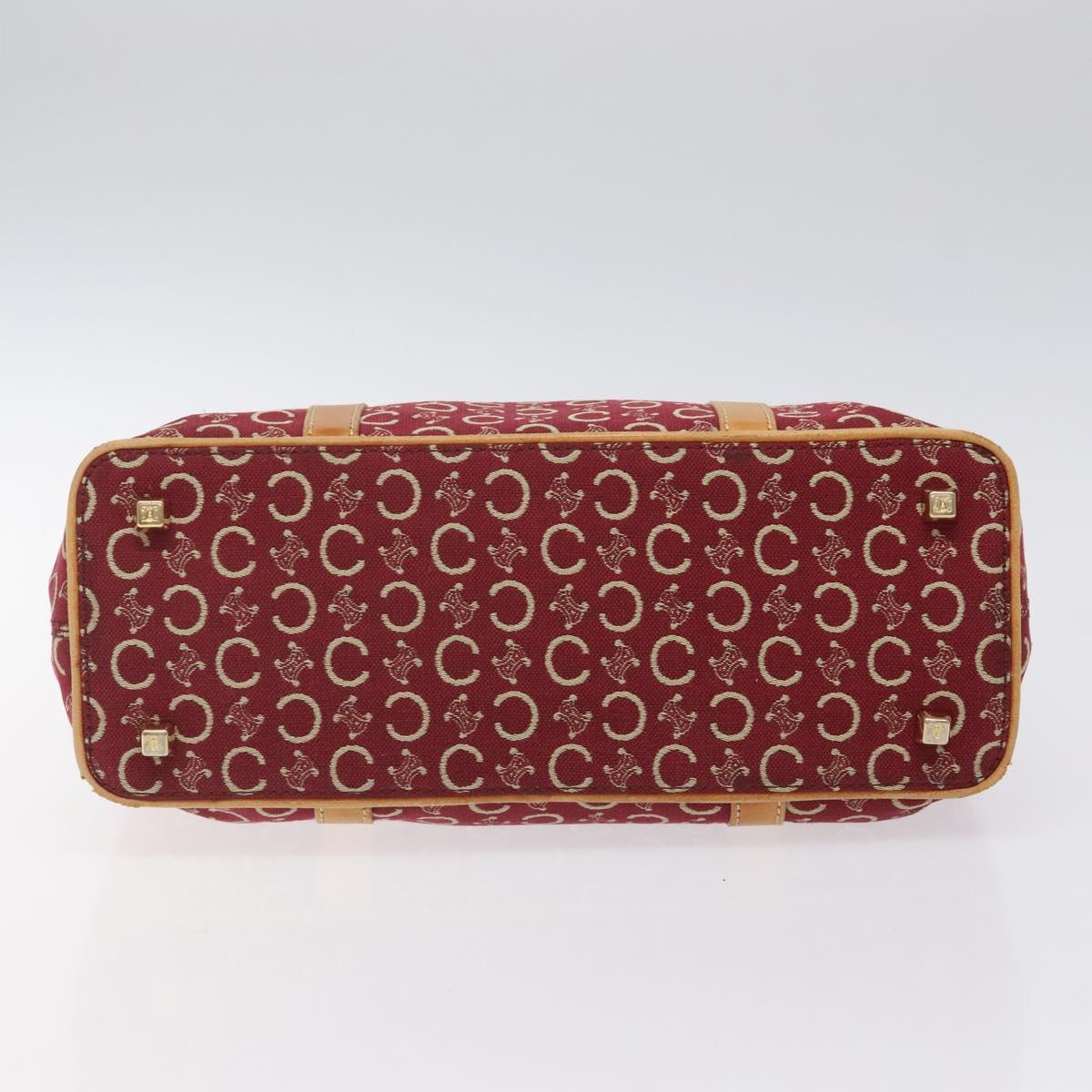 CELINE C Macadam Canvas Hand Bag Red Gold Auth 125094