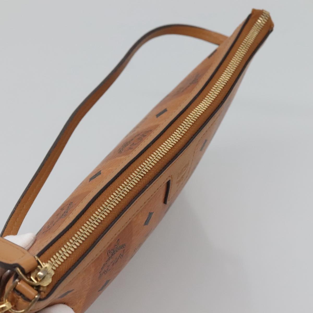 MCM Vicetos Logogram Accessory Pouch PVC Leather Brown Gold Auth 125099