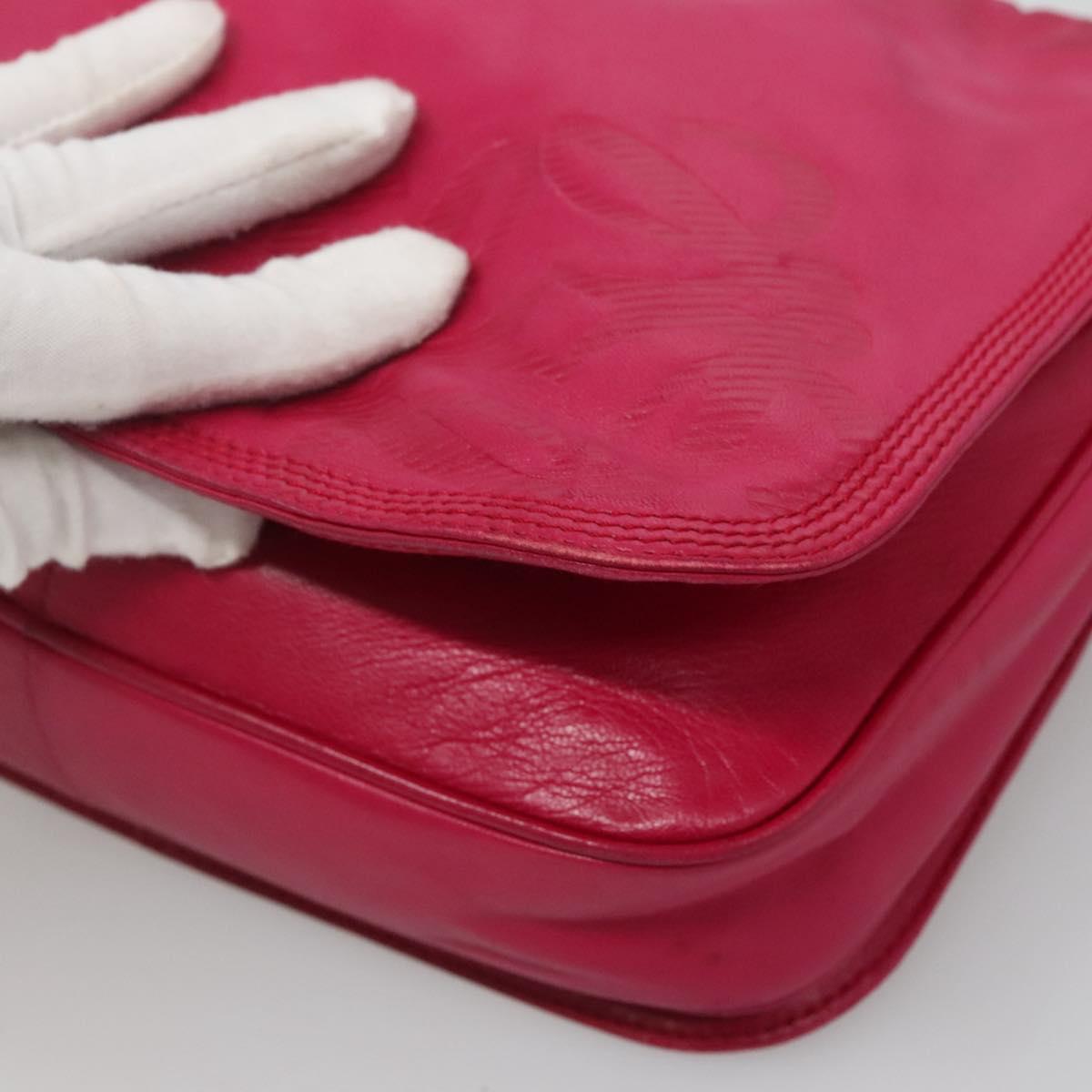 LOEWE Anagram Shoulder Bag Leather Pink gold Auth 125100