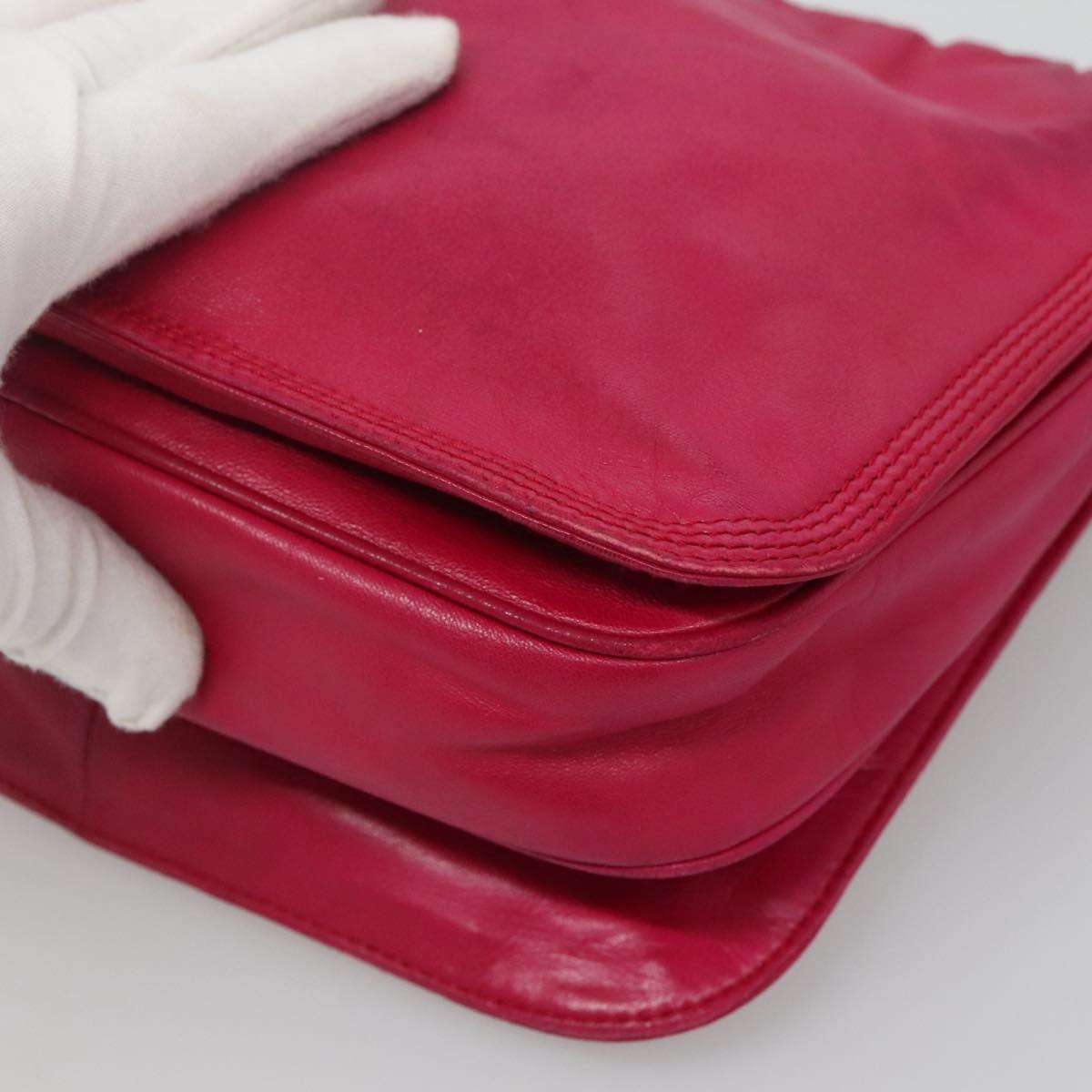 LOEWE Anagram Shoulder Bag Leather Pink gold Auth 125100