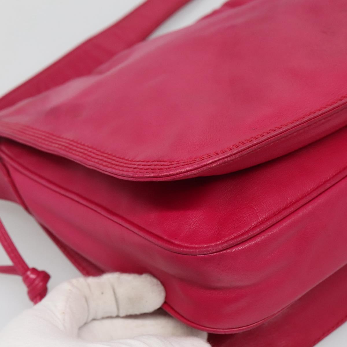 LOEWE Anagram Shoulder Bag Leather Pink gold Auth 125100