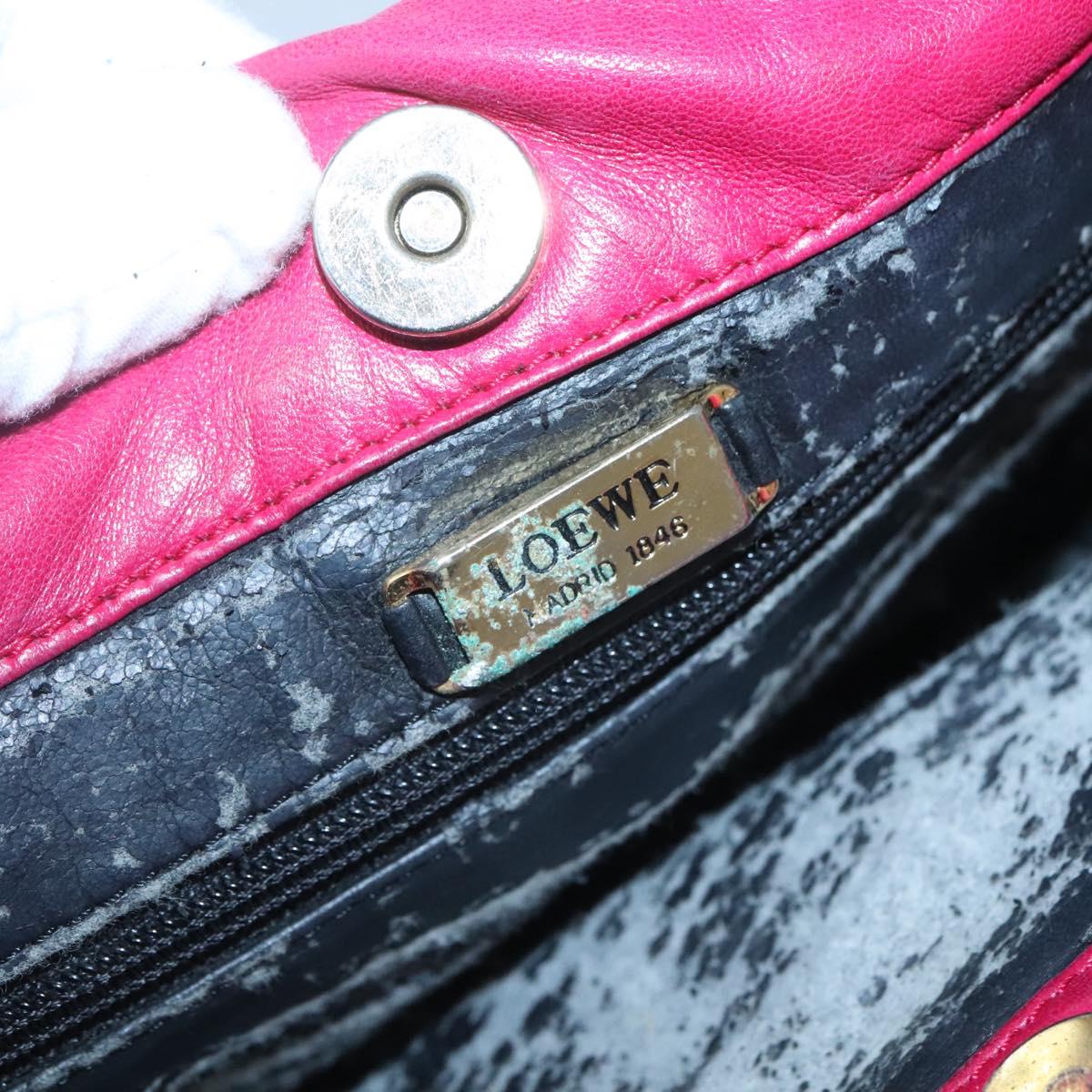 LOEWE Anagram Shoulder Bag Leather Pink gold Auth 125100