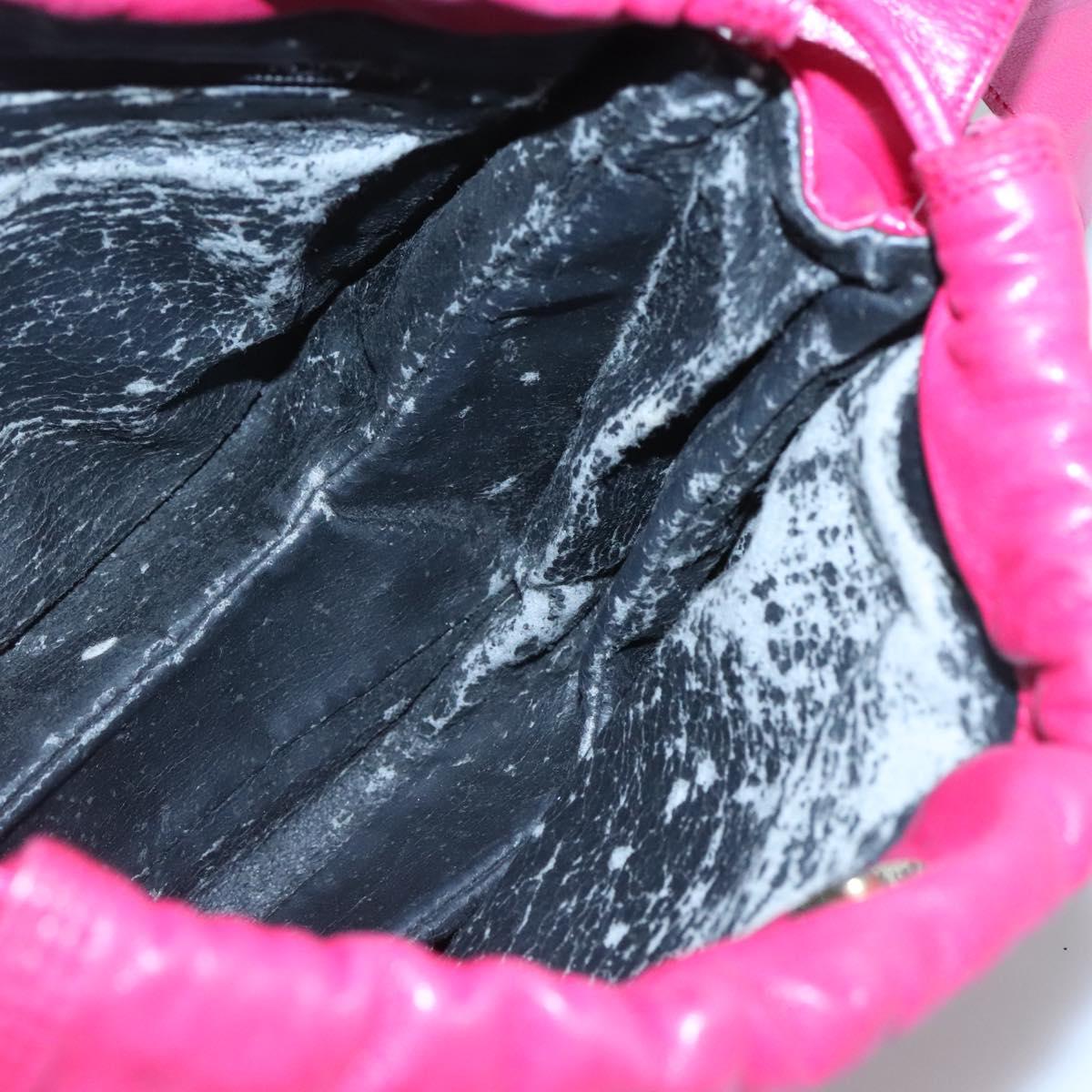 LOEWE Anagram Shoulder Bag Leather Pink gold Auth 125100