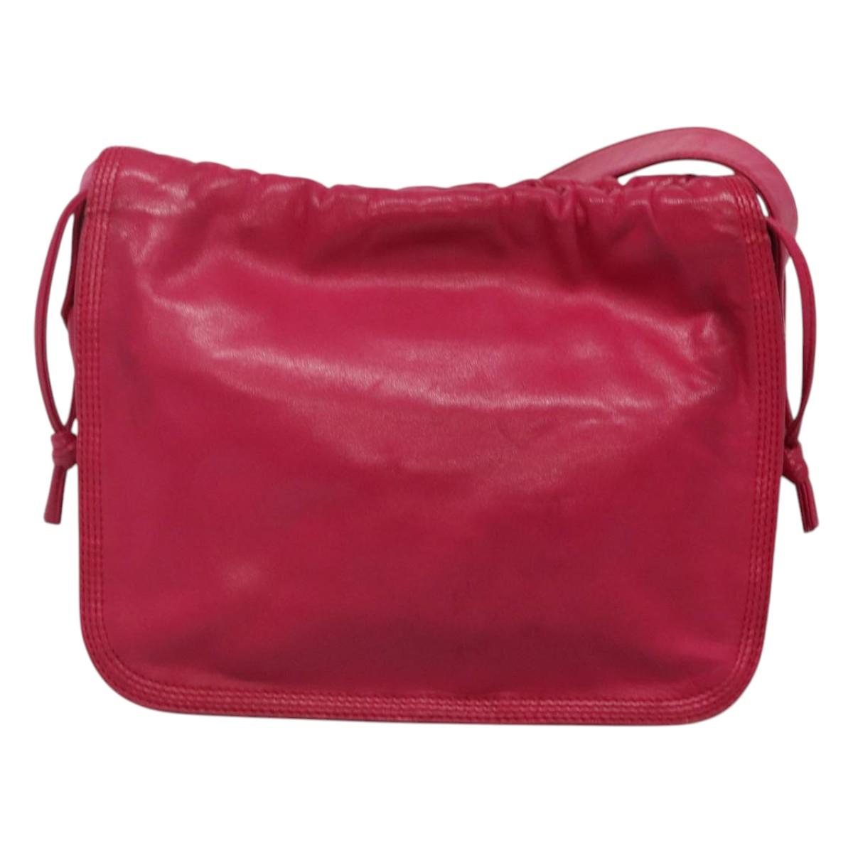 LOEWE Anagram Shoulder Bag Leather Pink gold Auth 125100