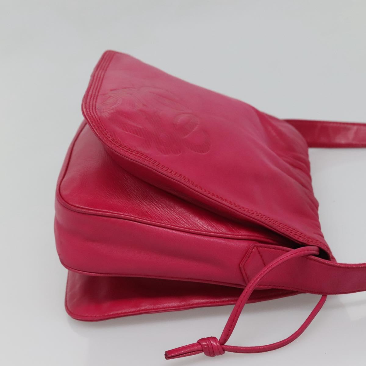 LOEWE Anagram Shoulder Bag Leather Pink gold Auth 125100