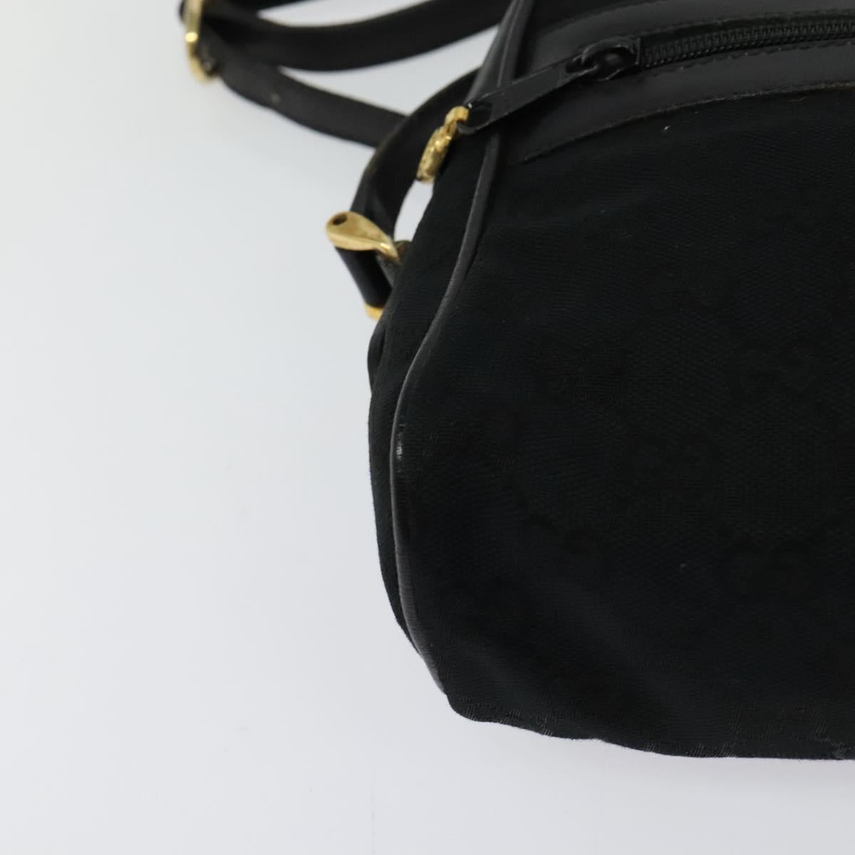 GUCCI GG Canvas Web Sherry Line Shoulder Bag Black Gold 37 0124071 Auth 125109