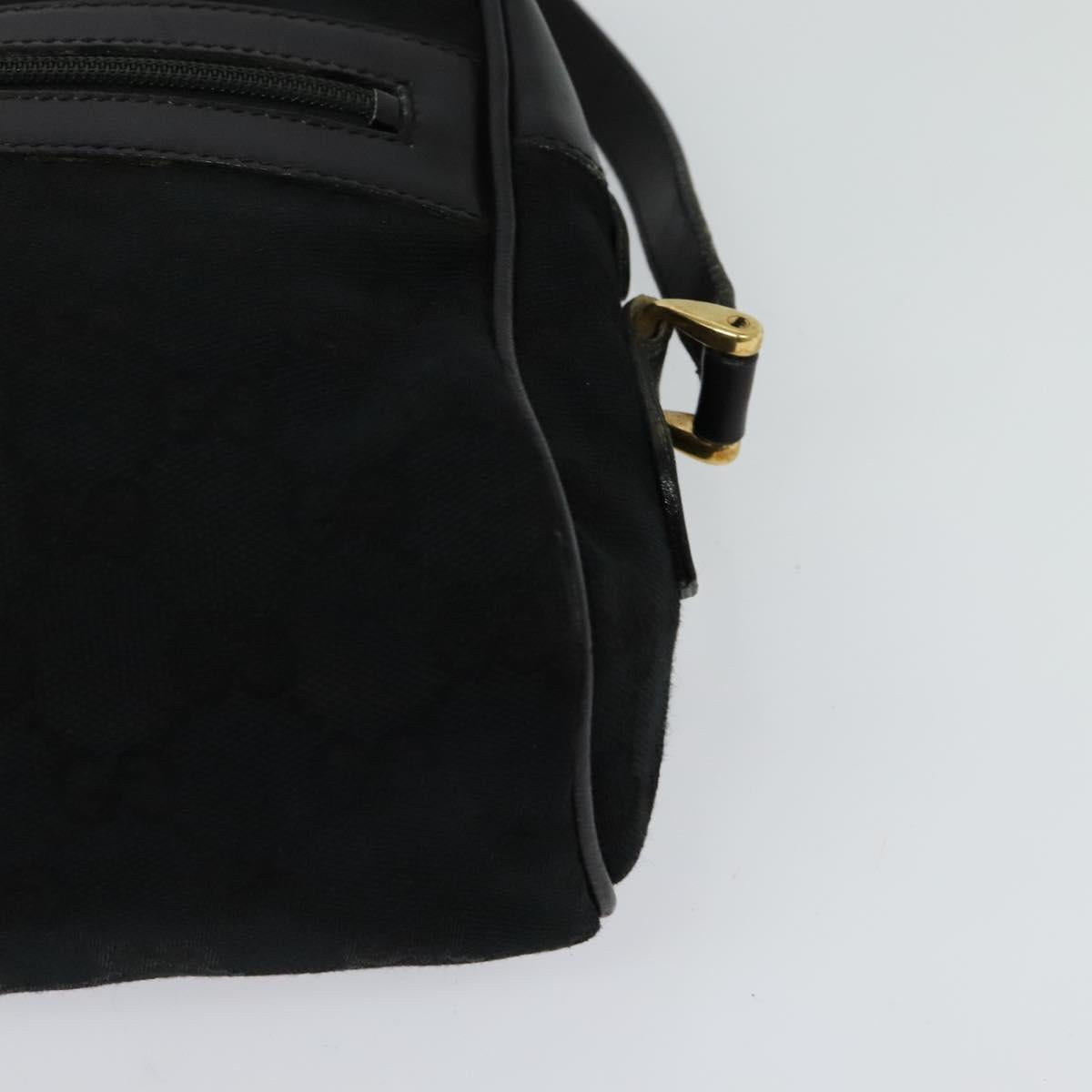 GUCCI GG Canvas Web Sherry Line Shoulder Bag Black Gold 37 0124071 Auth 125109