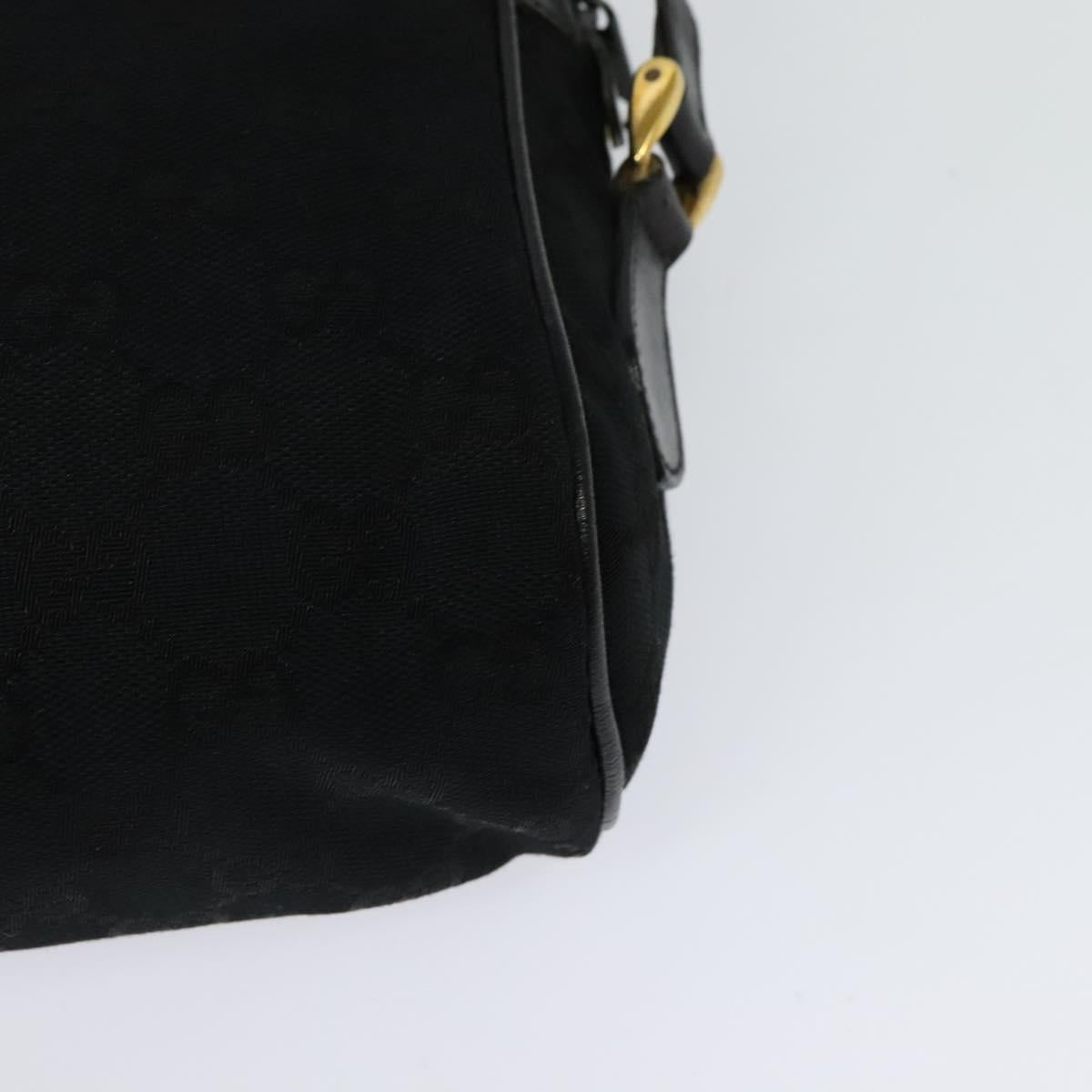 GUCCI GG Canvas Web Sherry Line Shoulder Bag Black Gold 37 0124071 Auth 125109