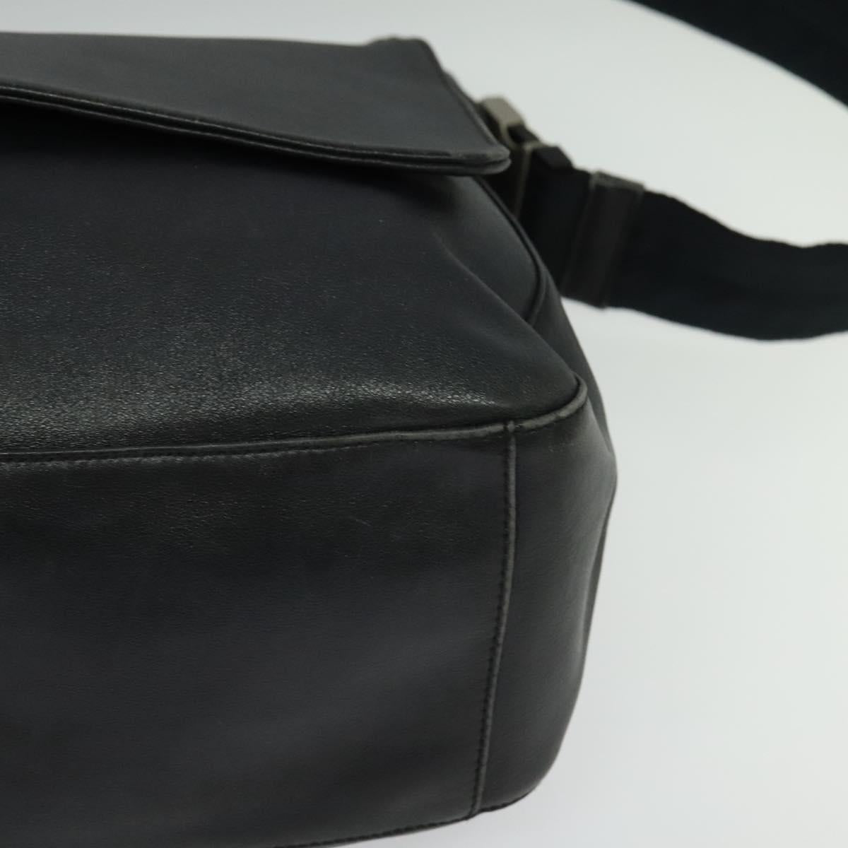 PRADA Shoulder Bag Leather Black Silver Auth 125112