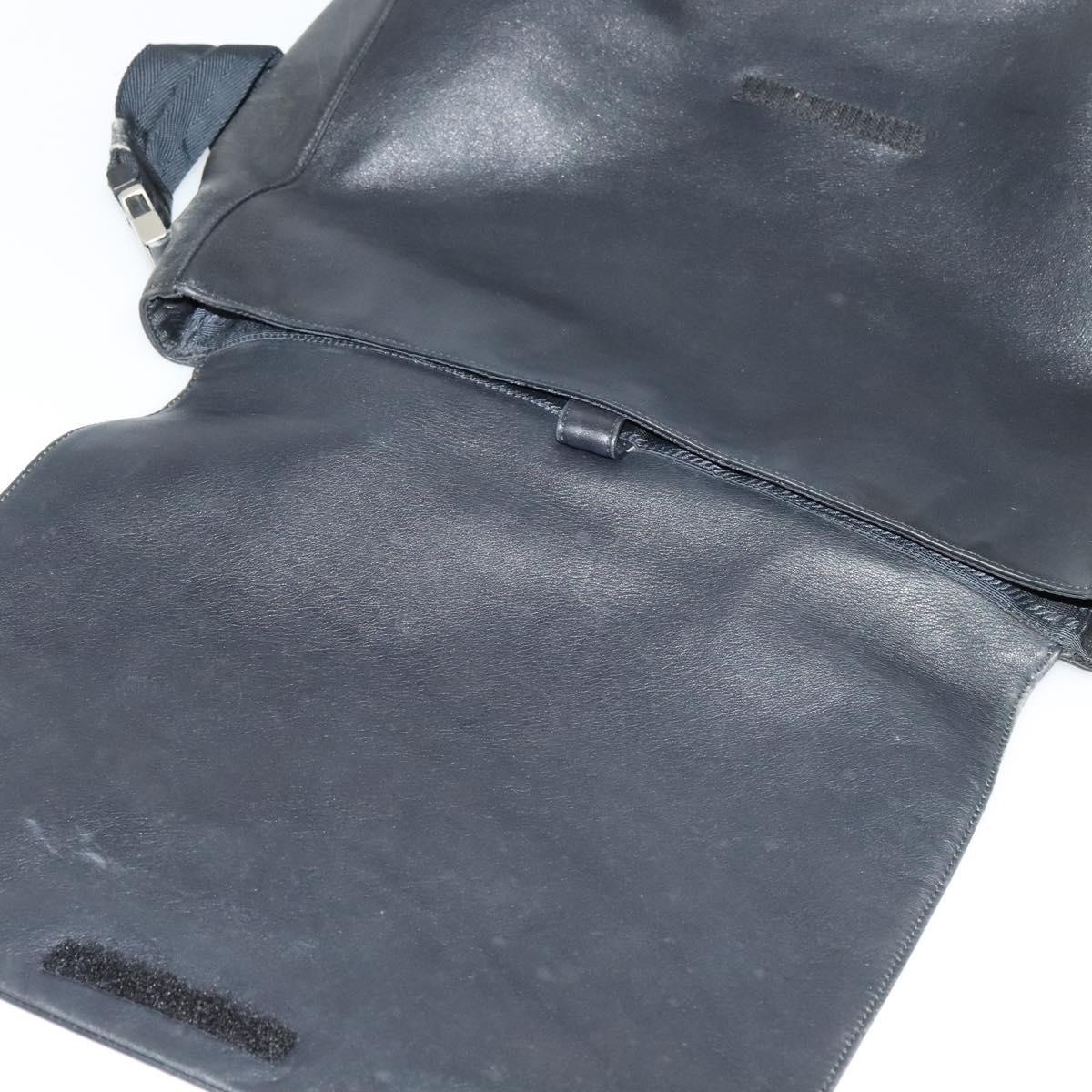 PRADA Shoulder Bag Leather Black Silver Auth 125112