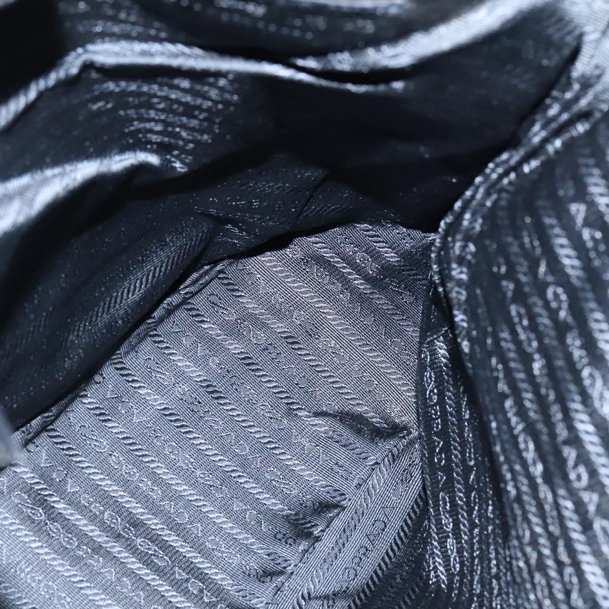 PRADA Shoulder Bag Leather Black Silver Auth 125112