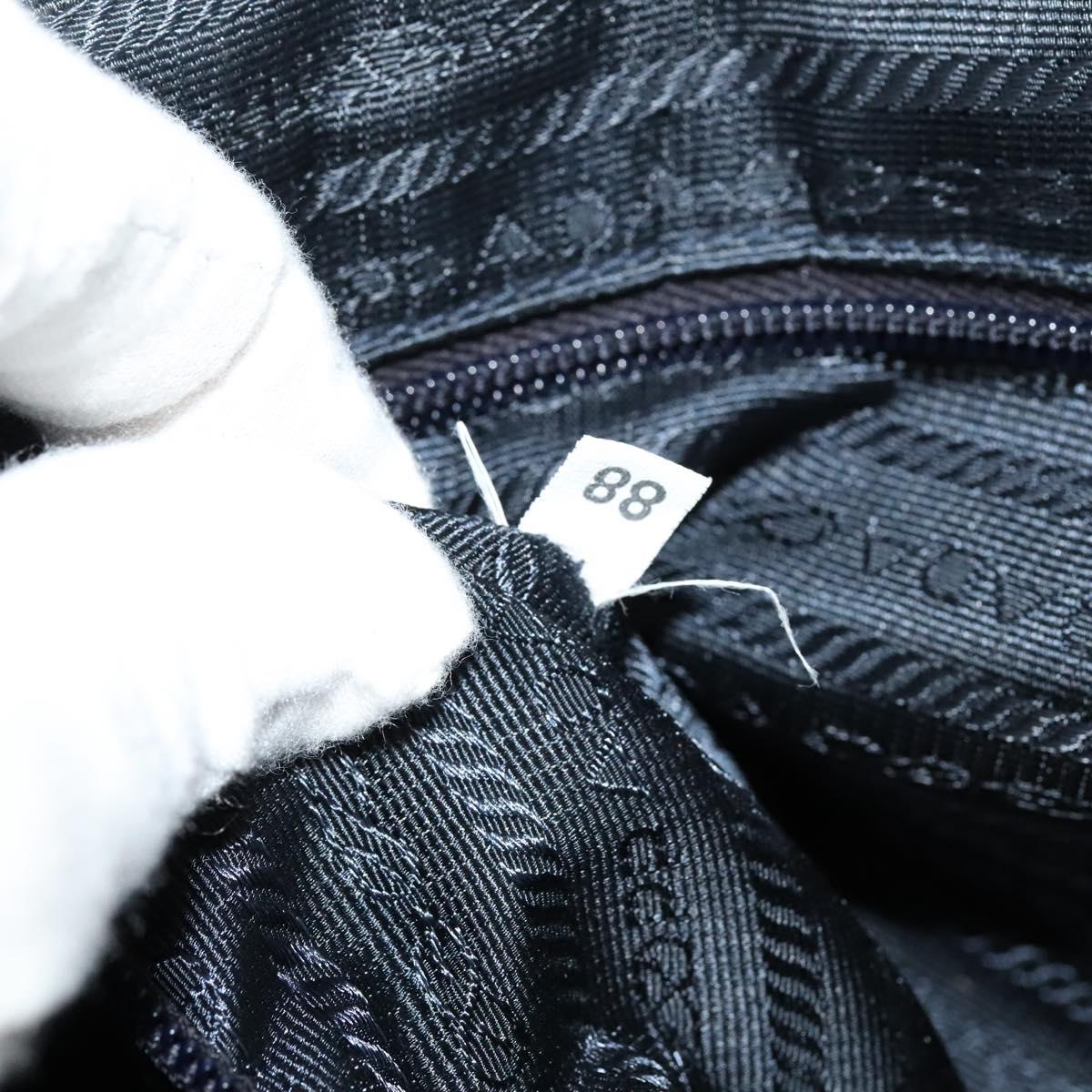 PRADA Shoulder Bag Leather Black Silver Auth 125112