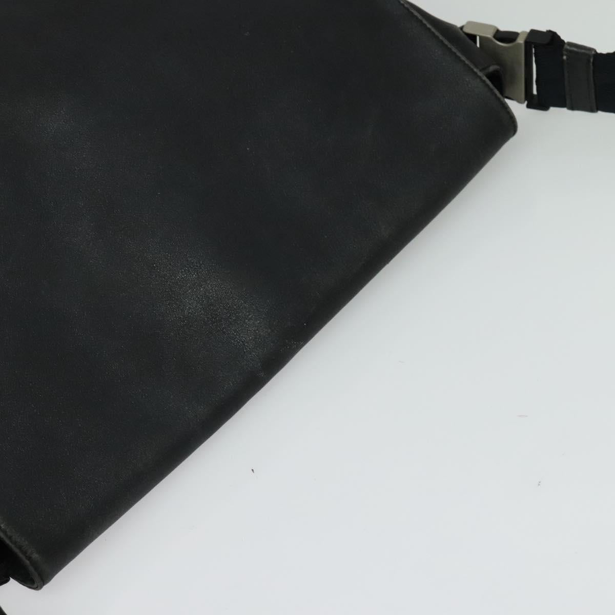 PRADA Shoulder Bag Leather Black Silver Auth 125112