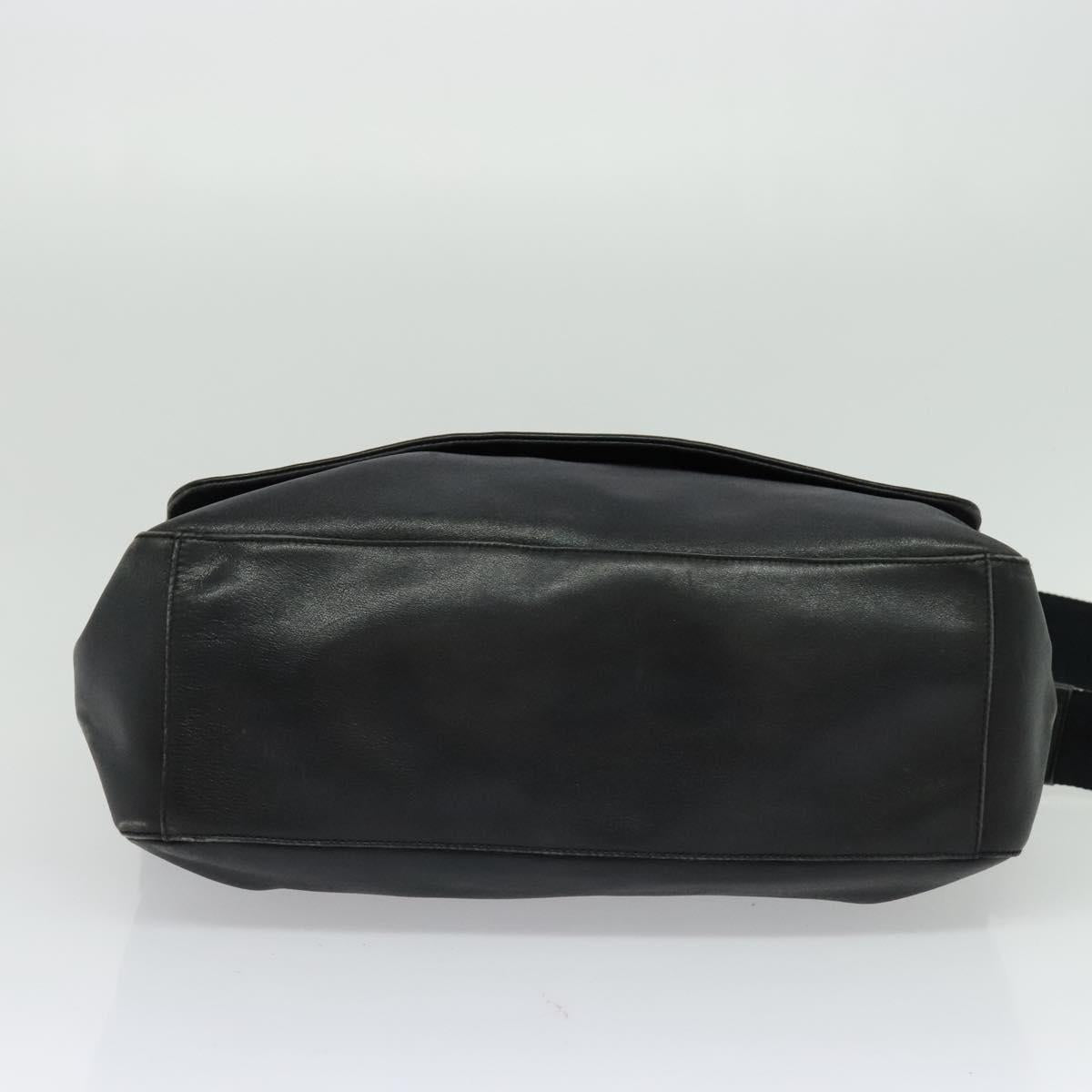 PRADA Shoulder Bag Leather Black Silver Auth 125112