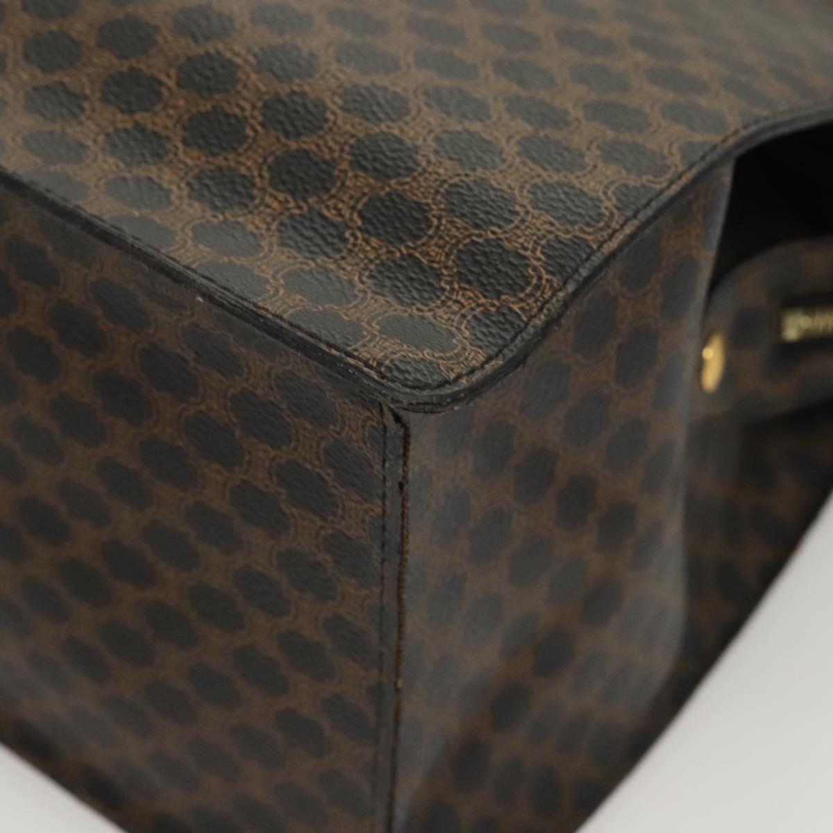 CELINE Macadam Canvas Hand Bag PVC Leather Black Gold Auth 125122