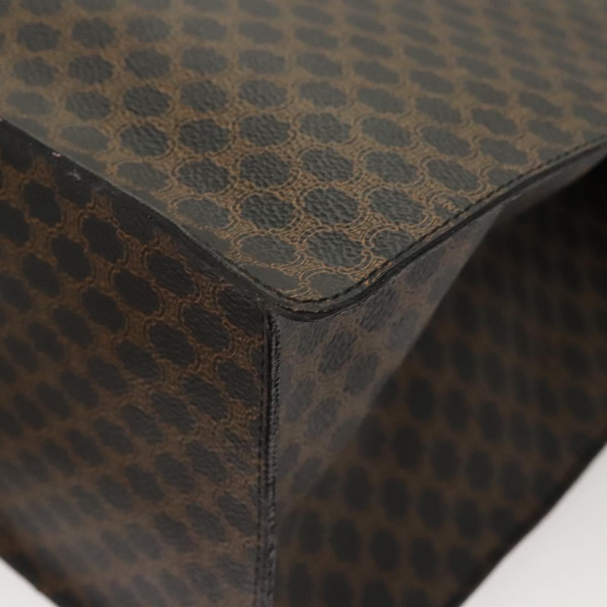 CELINE Macadam Canvas Hand Bag PVC Leather Black Gold Auth 125122