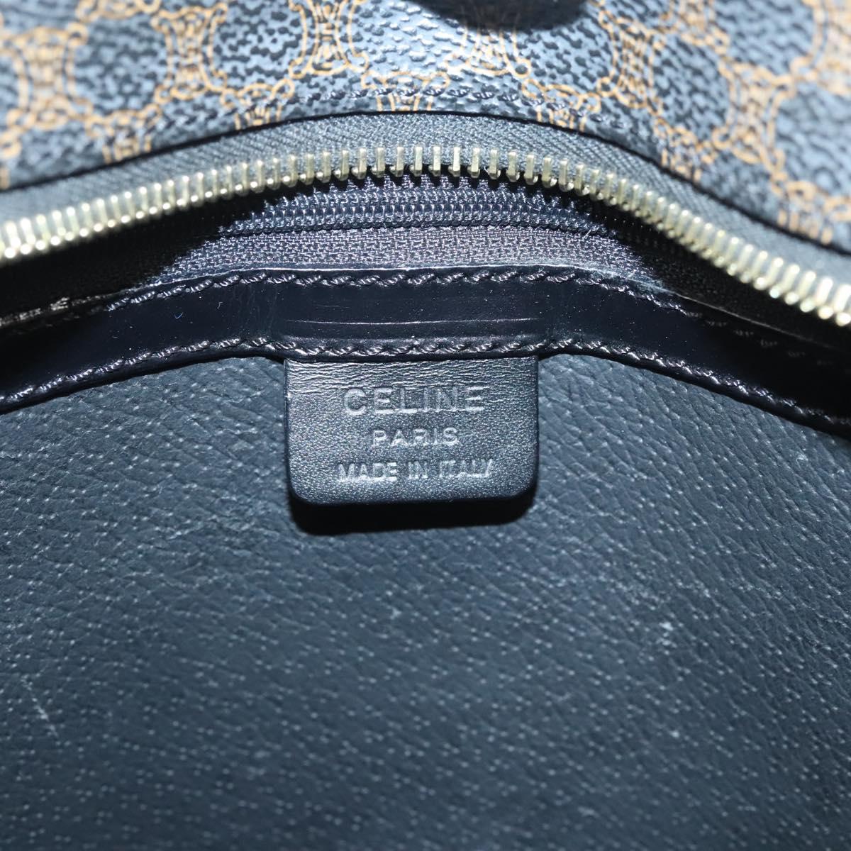 CELINE Macadam Canvas Hand Bag PVC Leather Black Gold Auth 125122