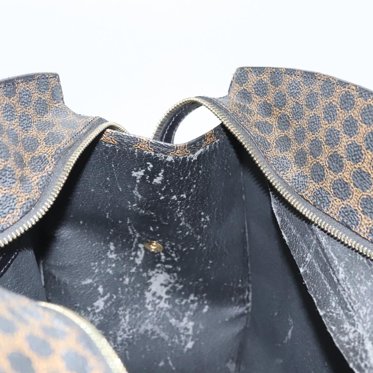 CELINE Macadam Canvas Hand Bag PVC Leather Black Gold Auth 125122