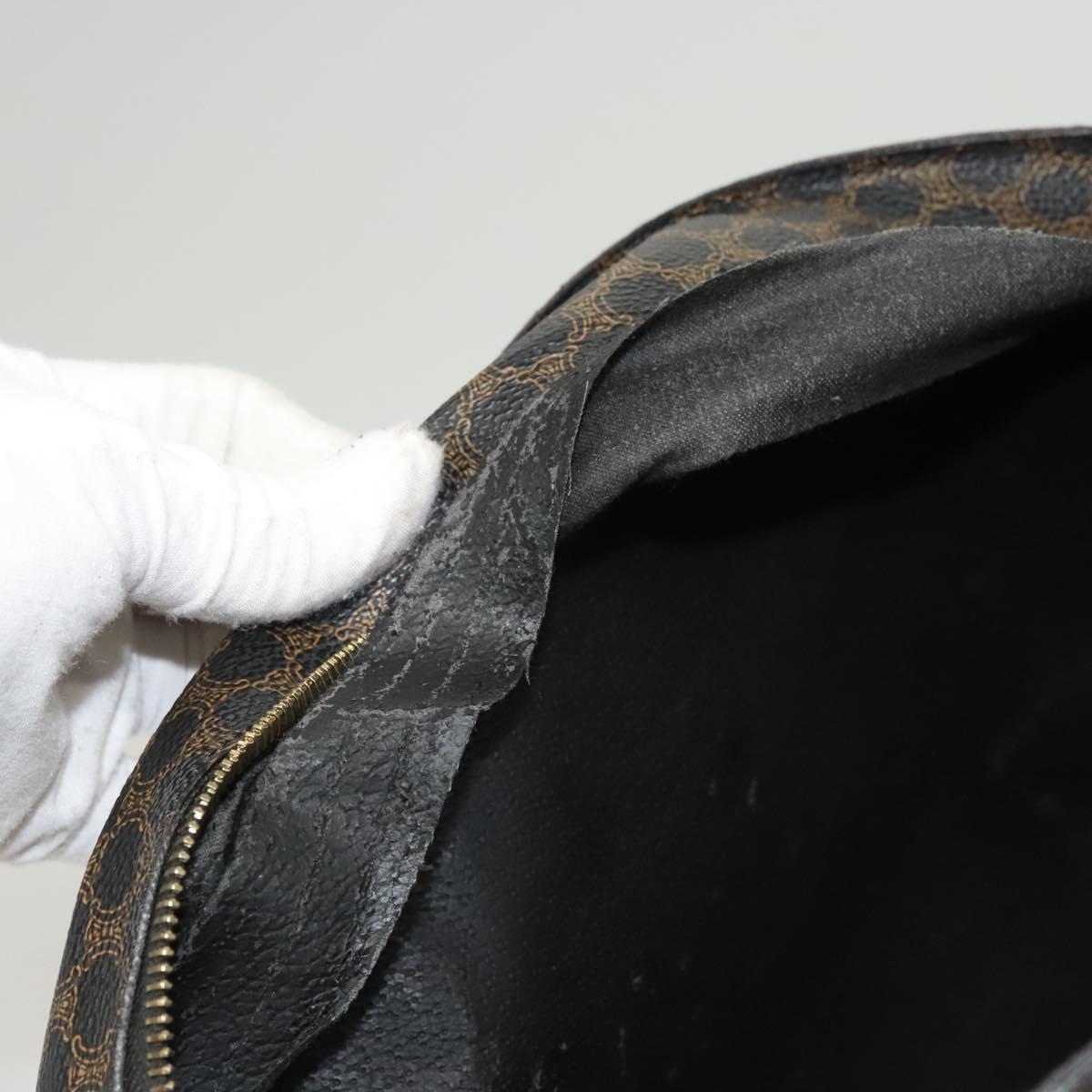 CELINE Macadam Canvas Hand Bag PVC Leather Black Gold Auth 125122