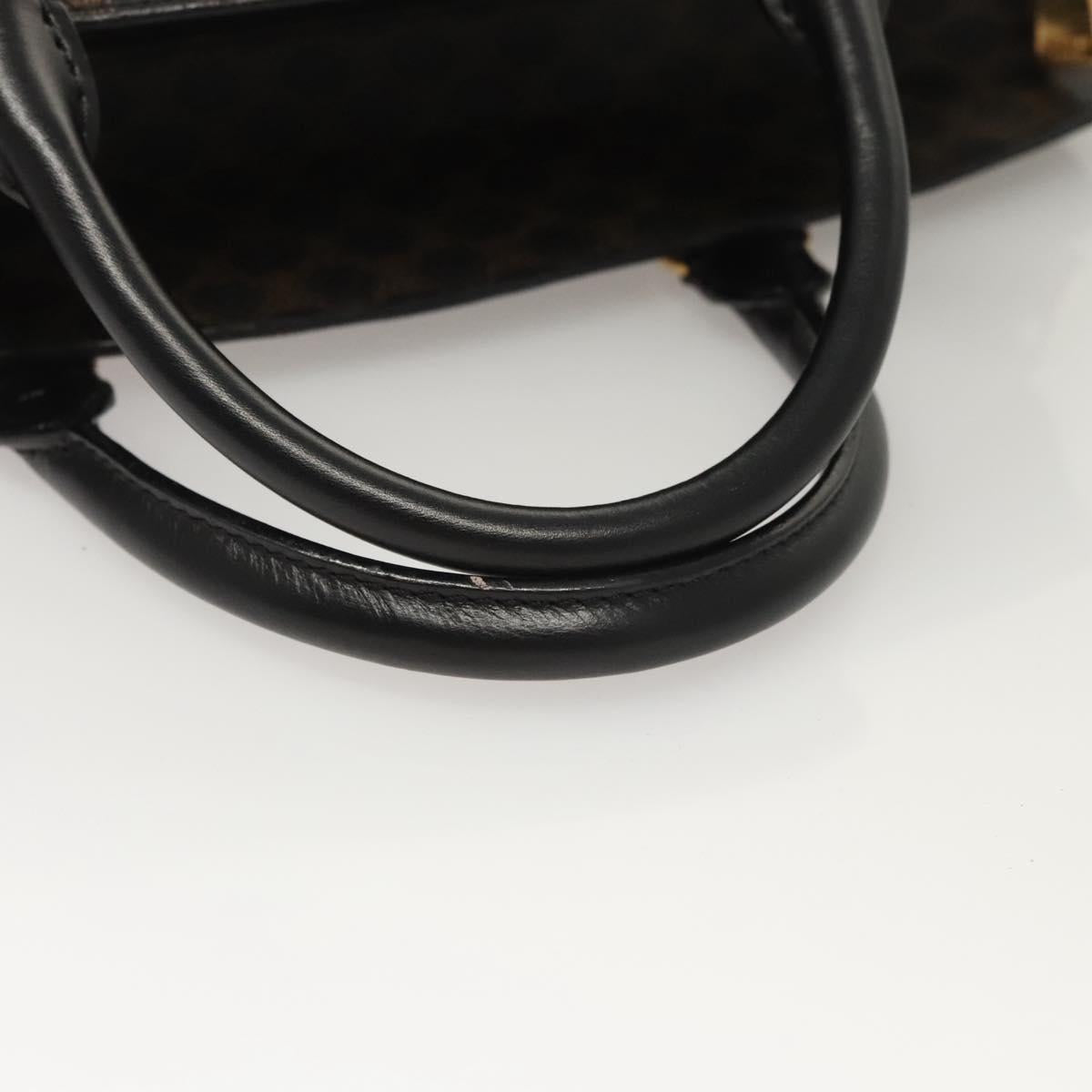CELINE Macadam Canvas Hand Bag PVC Leather Black Gold Auth 125122