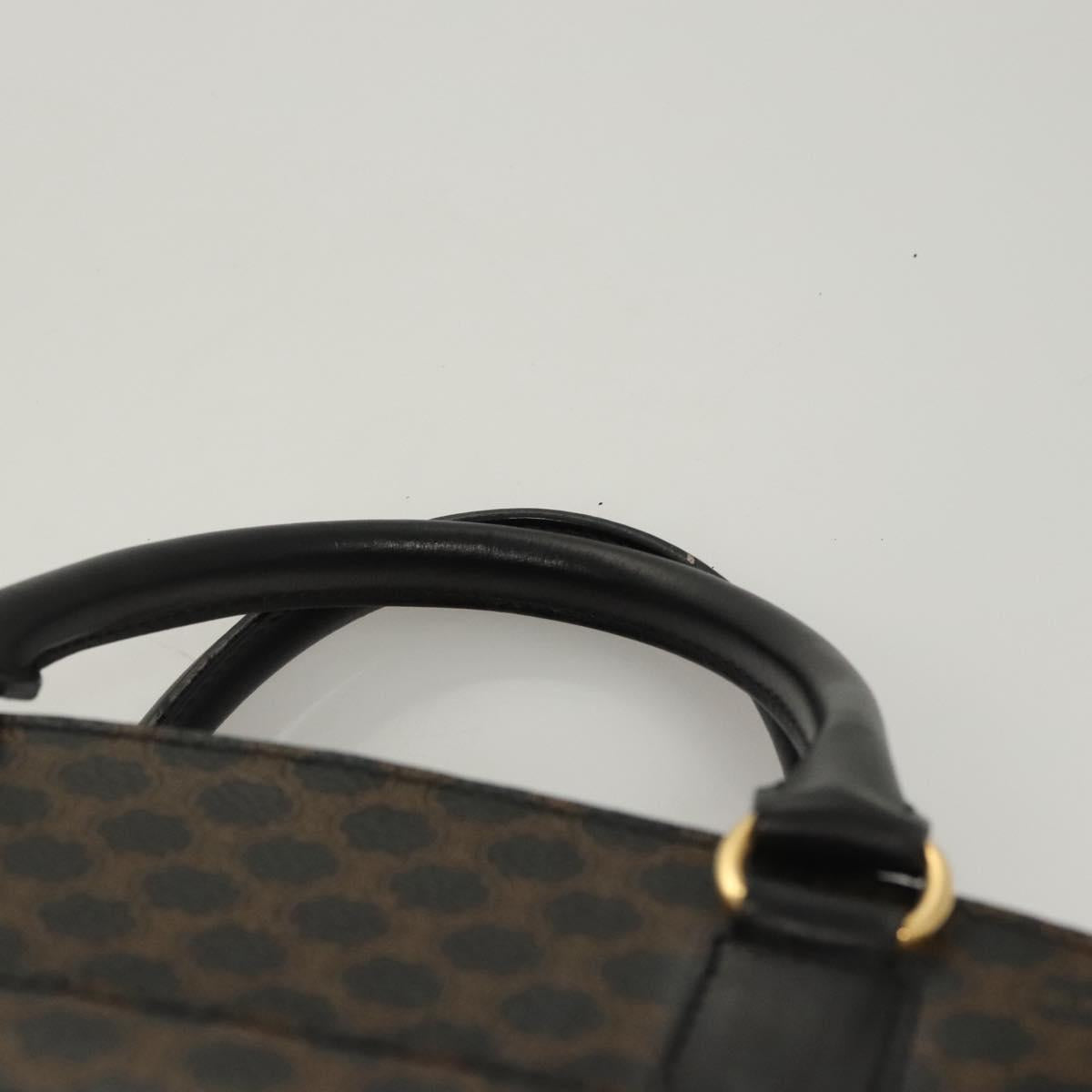 CELINE Macadam Canvas Hand Bag PVC Leather Black Gold Auth 125122