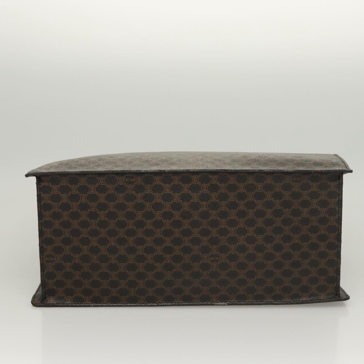 CELINE Macadam Canvas Hand Bag PVC Leather Black Gold Auth 125122