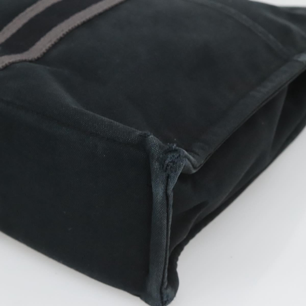 HERMES Fourre Tout MM Hand Bag Canvas Black Silver Auth 125123