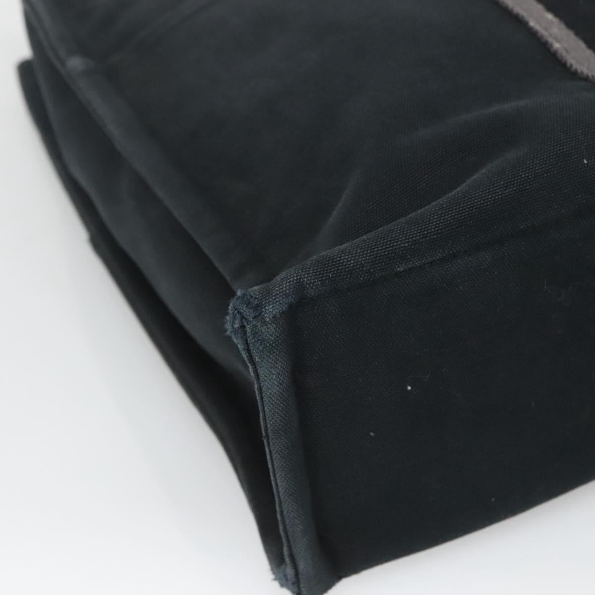 HERMES Fourre Tout MM Hand Bag Canvas Black Silver Auth 125123