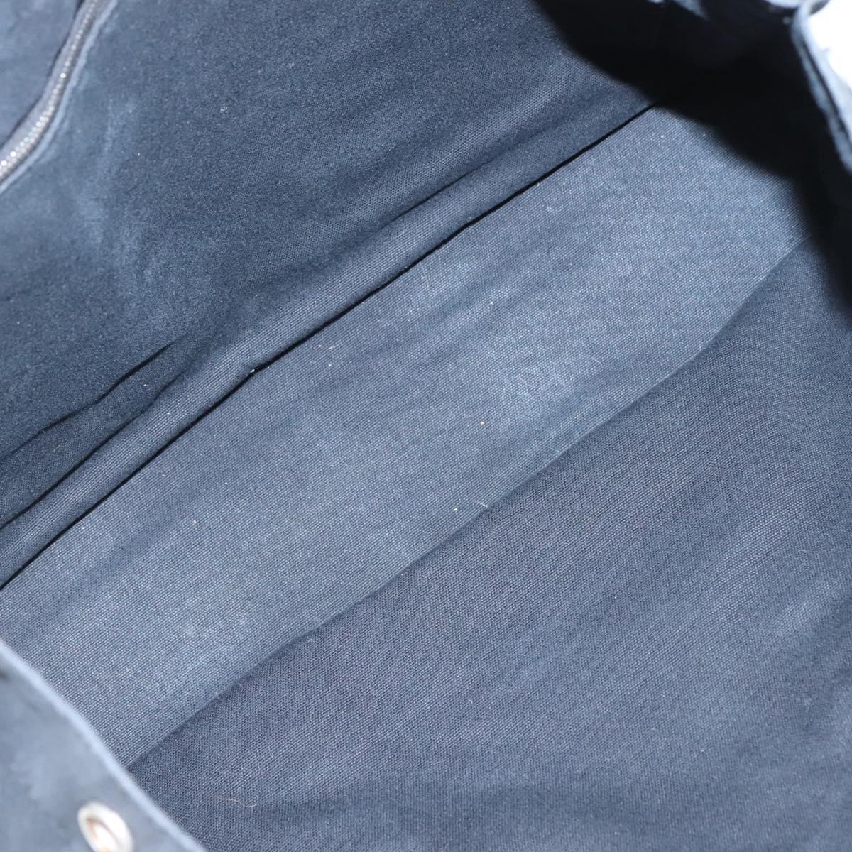 HERMES Fourre Tout MM Hand Bag Canvas Black Silver Auth 125123