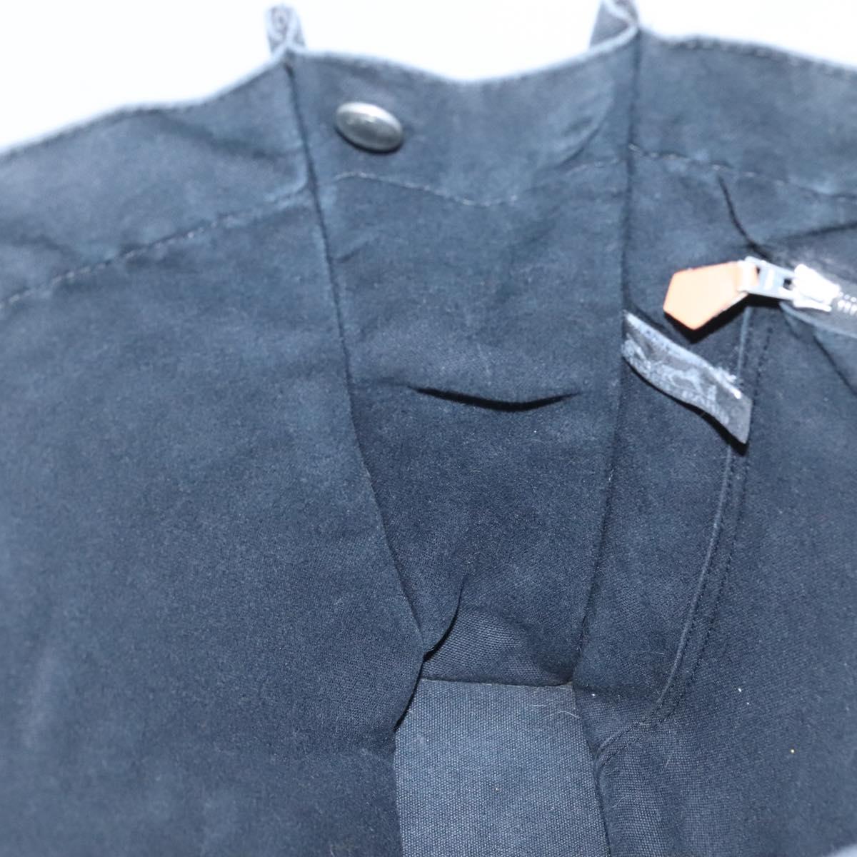 HERMES Fourre Tout MM Hand Bag Canvas Black Silver Auth 125123