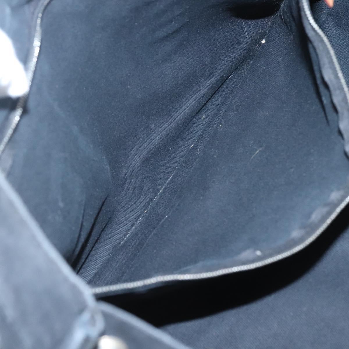 HERMES Fourre Tout MM Hand Bag Canvas Black Silver Auth 125123