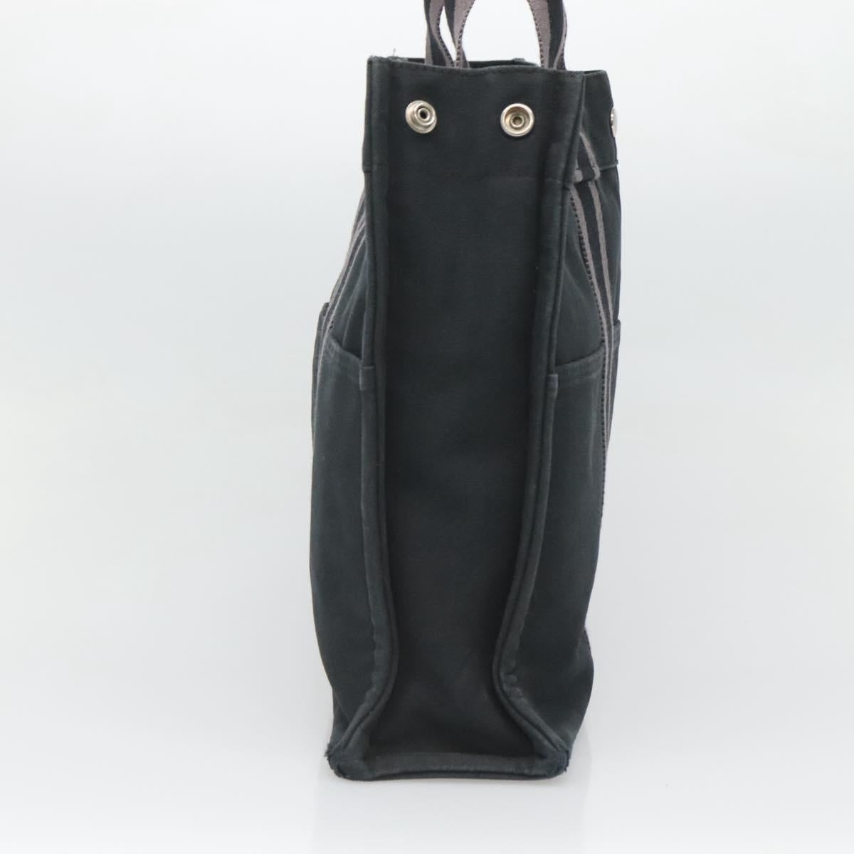 HERMES Fourre Tout MM Hand Bag Canvas Black Silver Auth 125123