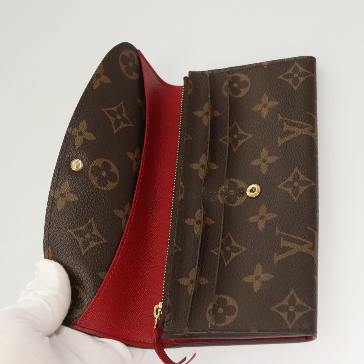 LOUIS VUITTON Monogram Portefeuille Emilie Long Wallet Red M60697 Auth 125135