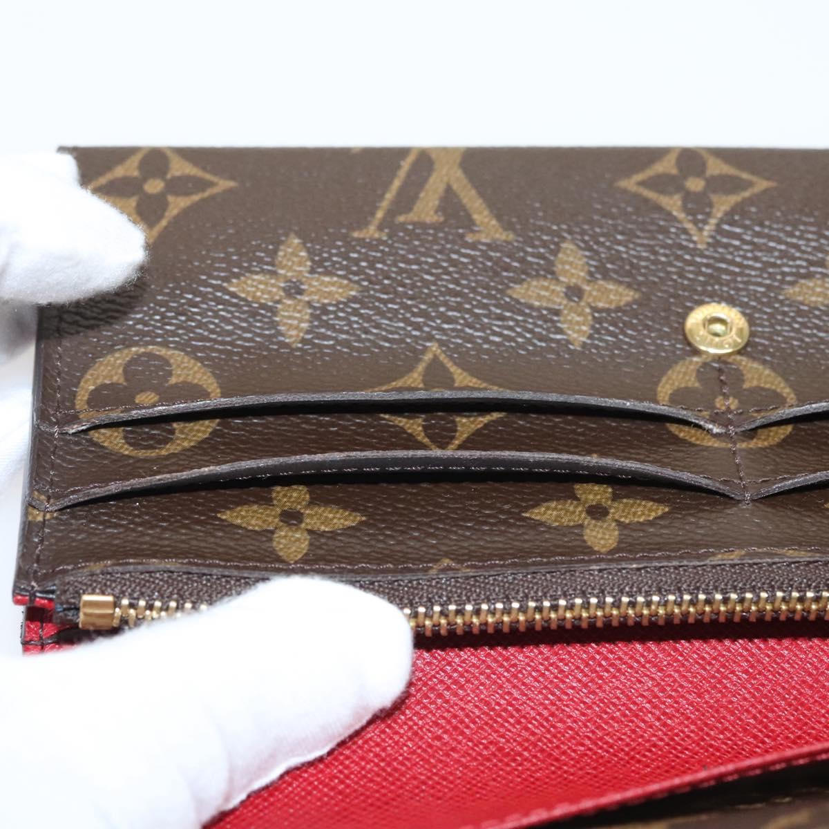 LOUIS VUITTON Monogram Portefeuille Emilie Long Wallet Red M60697 Auth 125135