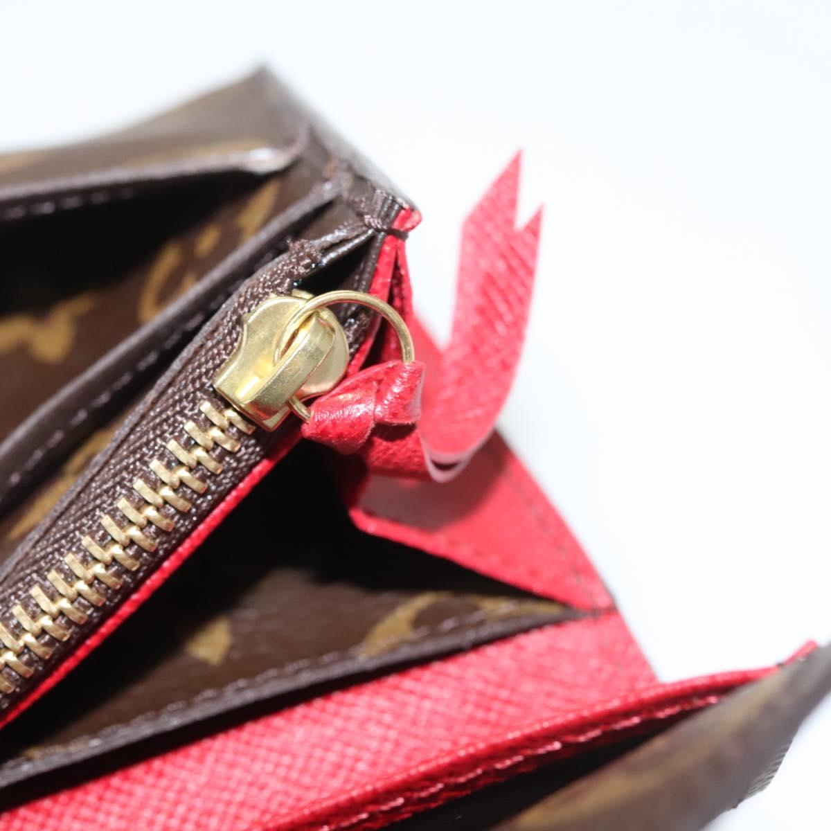 LOUIS VUITTON Monogram Portefeuille Emilie Long Wallet Red M60697 Auth 125135