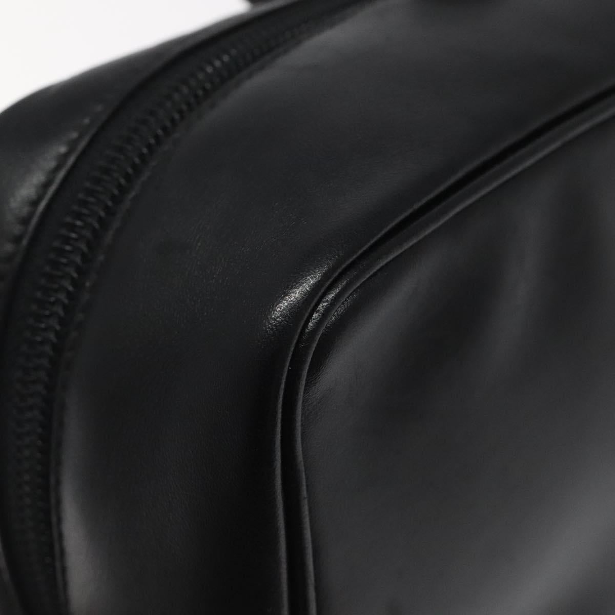 Salvatore Ferragamo Vanity Pouch Leather Black Silver Auth 125183