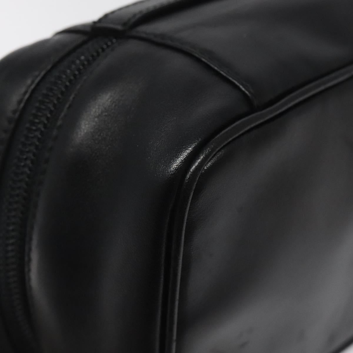 Salvatore Ferragamo Vanity Pouch Leather Black Silver Auth 125183