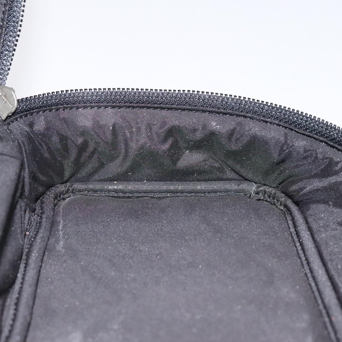 Salvatore Ferragamo Vanity Pouch Leather Black Silver Auth 125183