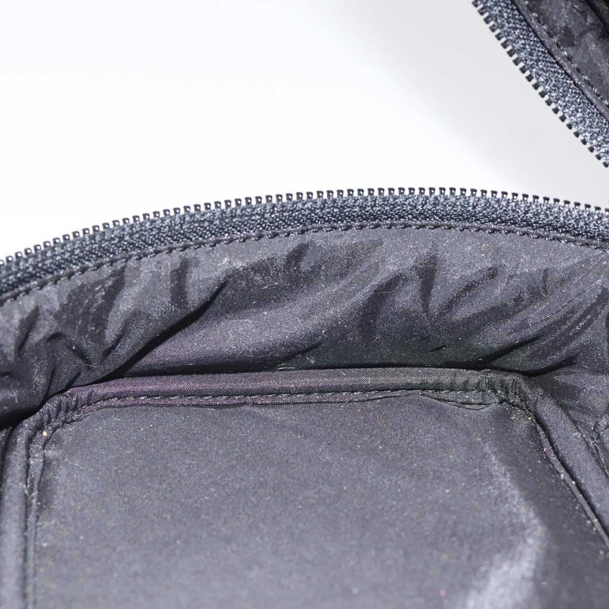 Salvatore Ferragamo Vanity Pouch Leather Black Silver Auth 125183