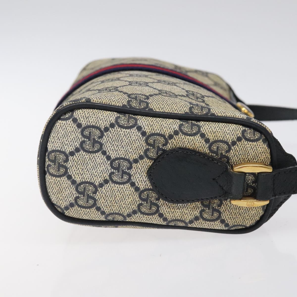 GUCCI GG Supreme Sherry Line Shoulder Bag PVC Navy Gold 89 02 018 Auth 125200