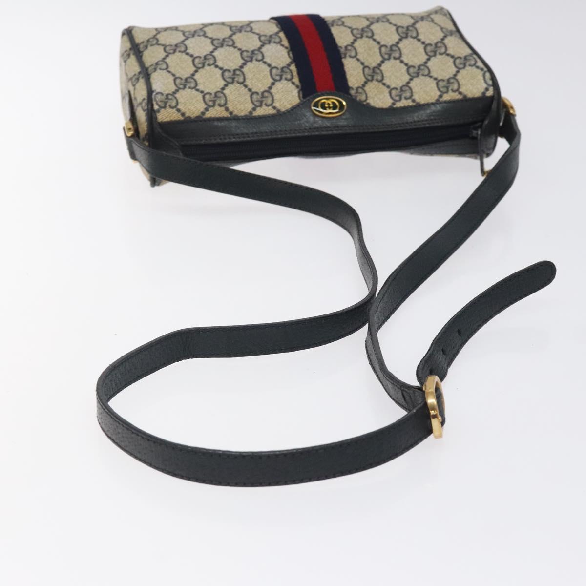 GUCCI GG Supreme Sherry Line Shoulder Bag PVC Navy Gold 89 02 018 Auth 125200