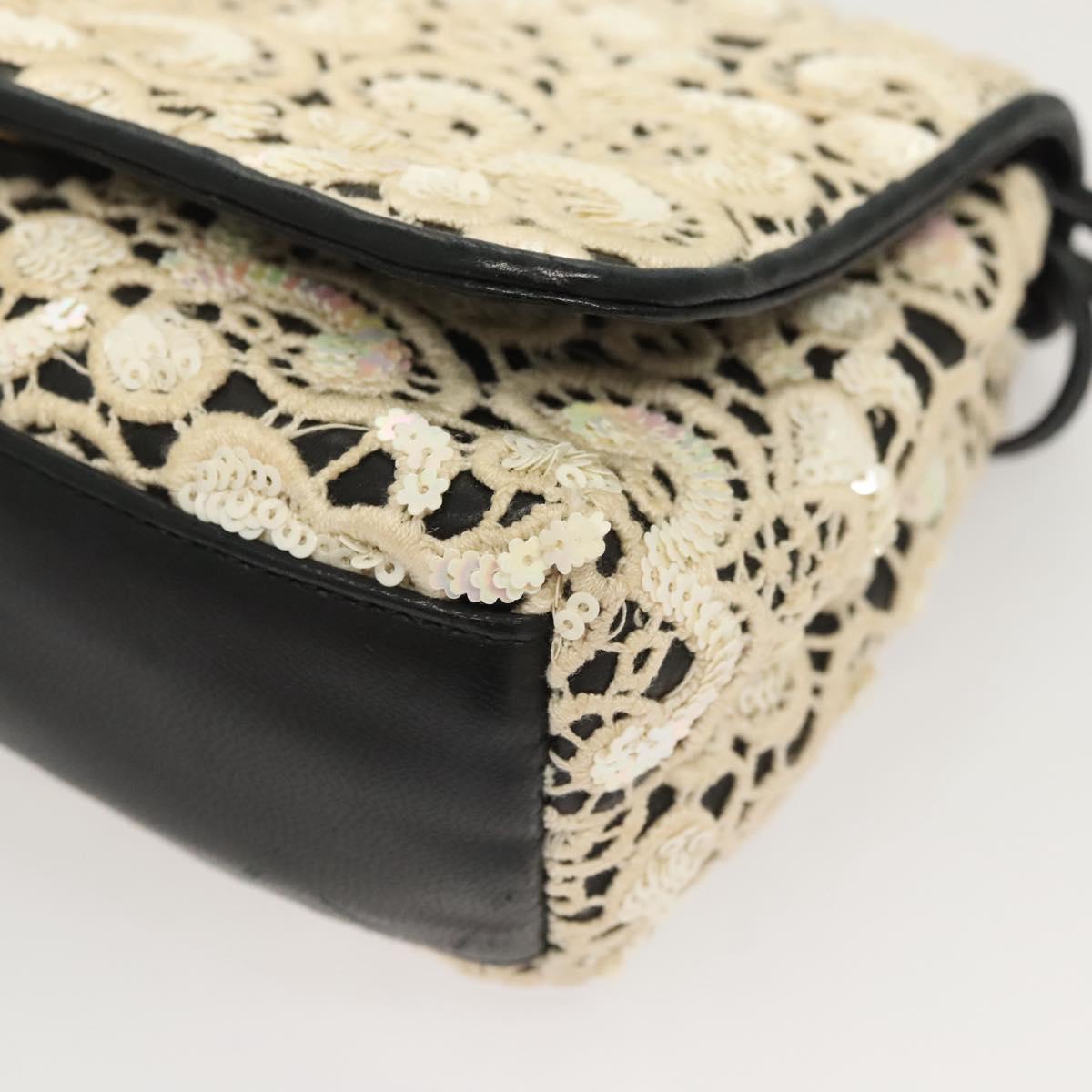 CHANEL Shoulder Bag Lamb Skin White CC Auth 125205