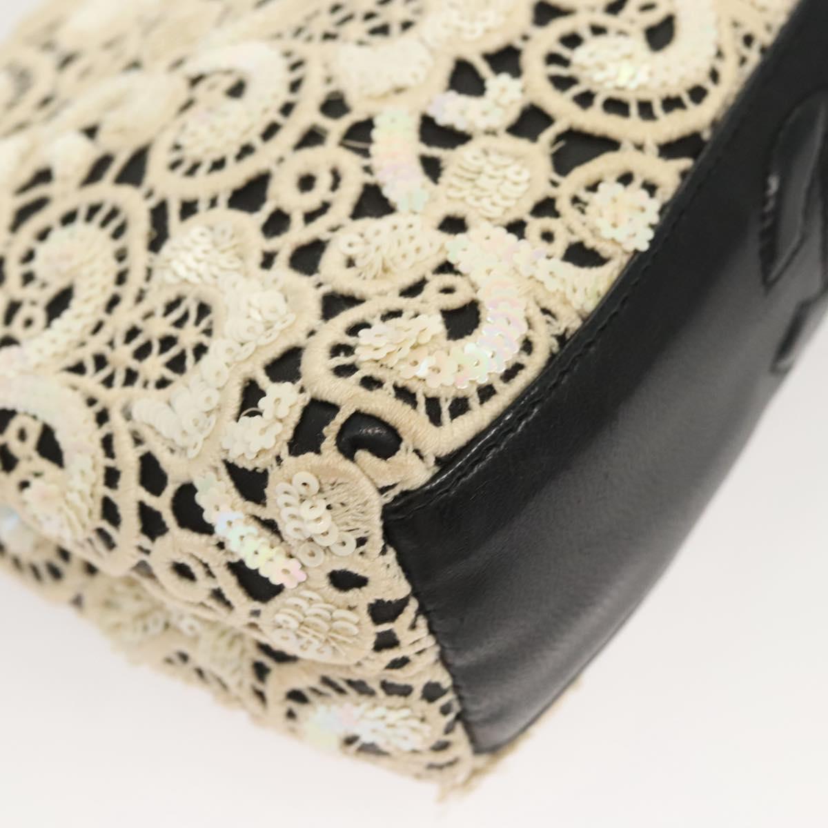 CHANEL Shoulder Bag Lamb Skin White CC Auth 125205