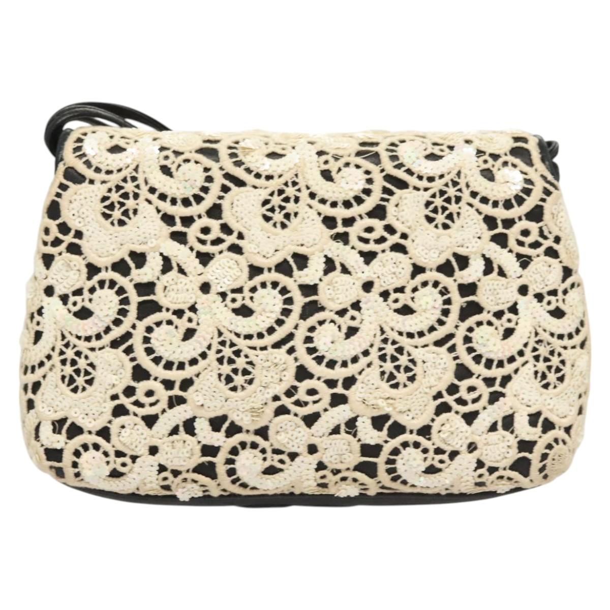 CHANEL Shoulder Bag Lamb Skin White CC Auth 125205