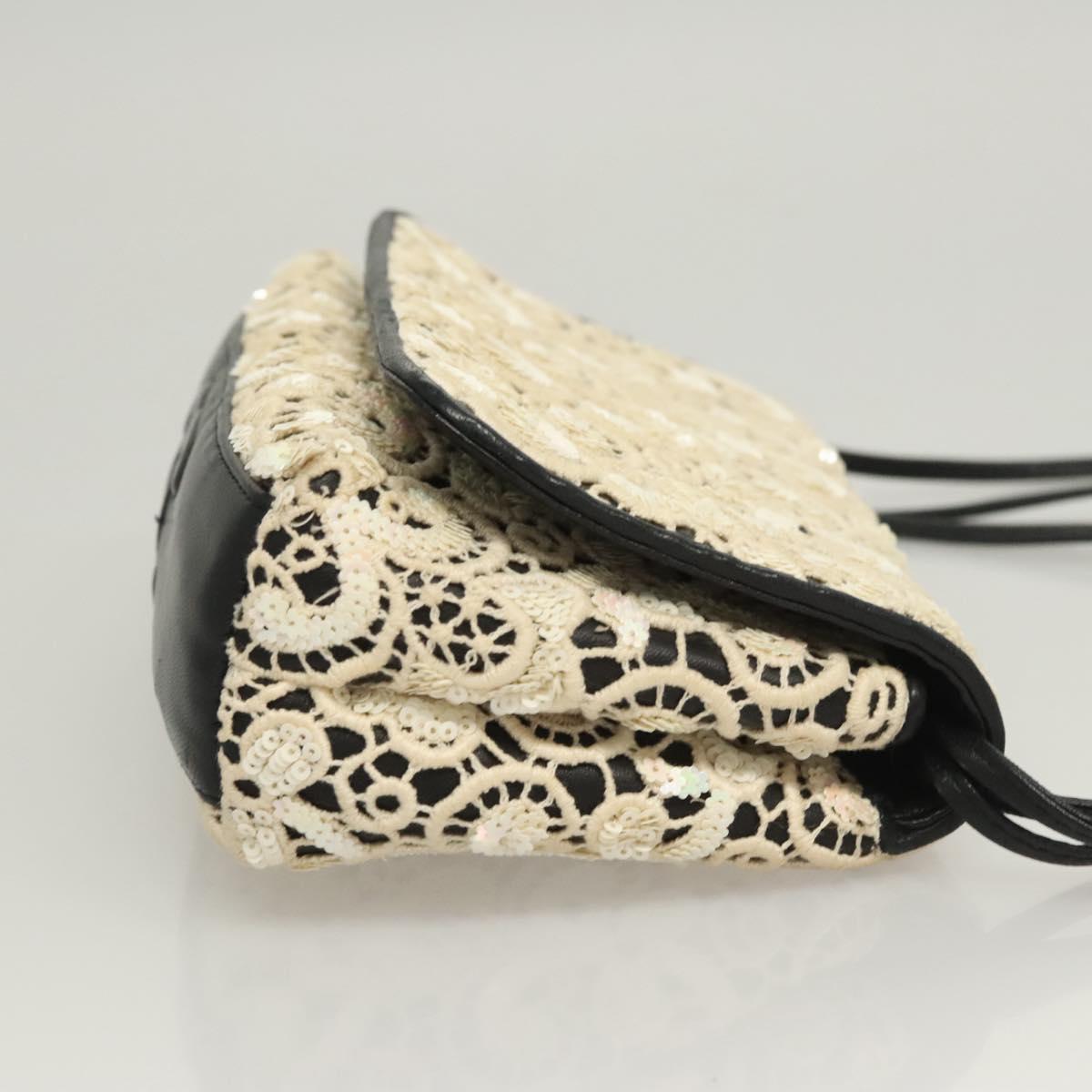 CHANEL Shoulder Bag Lamb Skin White CC Auth 125205