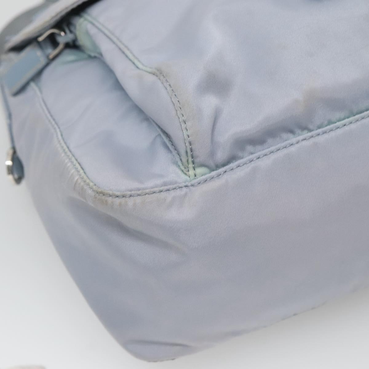 PRADA Shoulder Bag Nylon Light Blue Silver Auth 125209